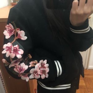 Off white cherry blossom varsity jacket